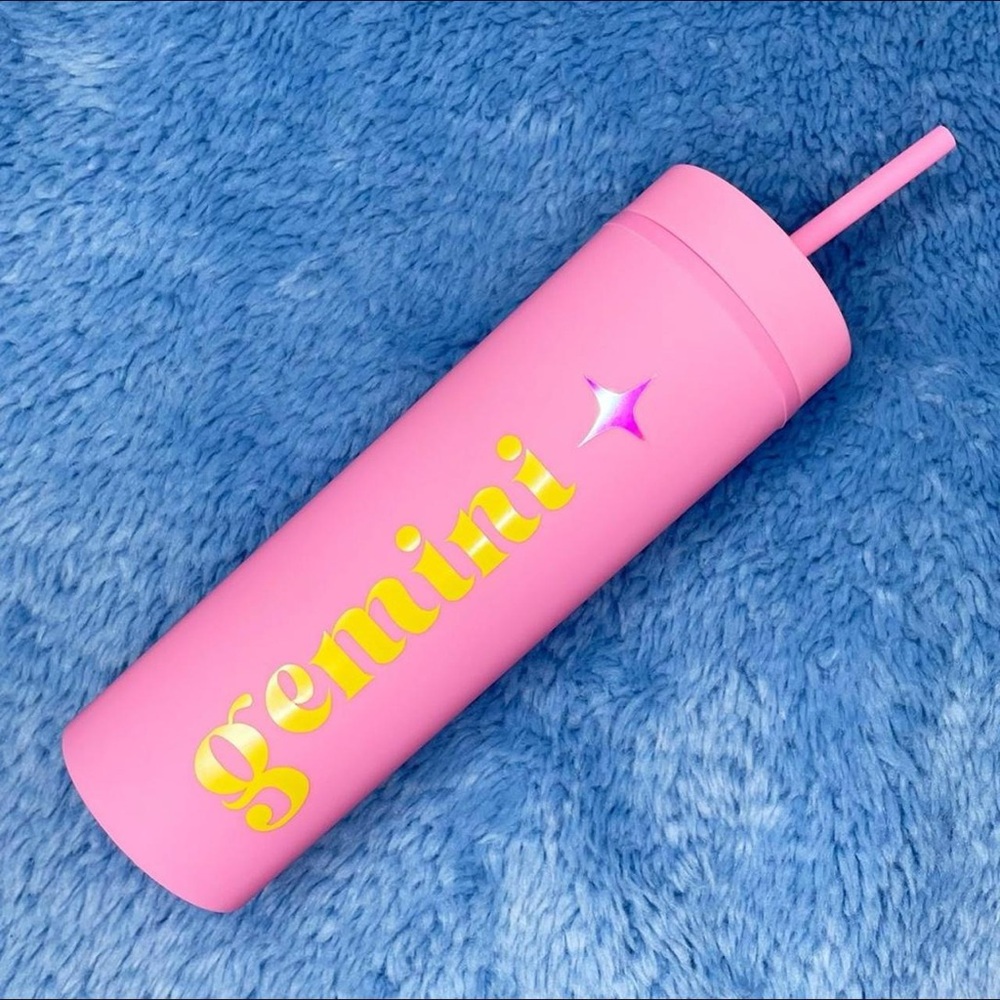 Gemini Zodiac Reusable Tumbler Cup with Straw